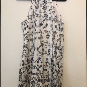 Women's Dress, White/Navy Blue Flower Print,  Small